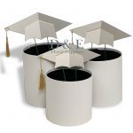 Set of 3 White Graduation Round Flower Box with Cap