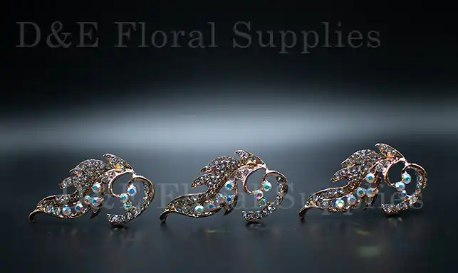 2.25 Inches Diamond Leaf Flower Brooch Pins pack of 3