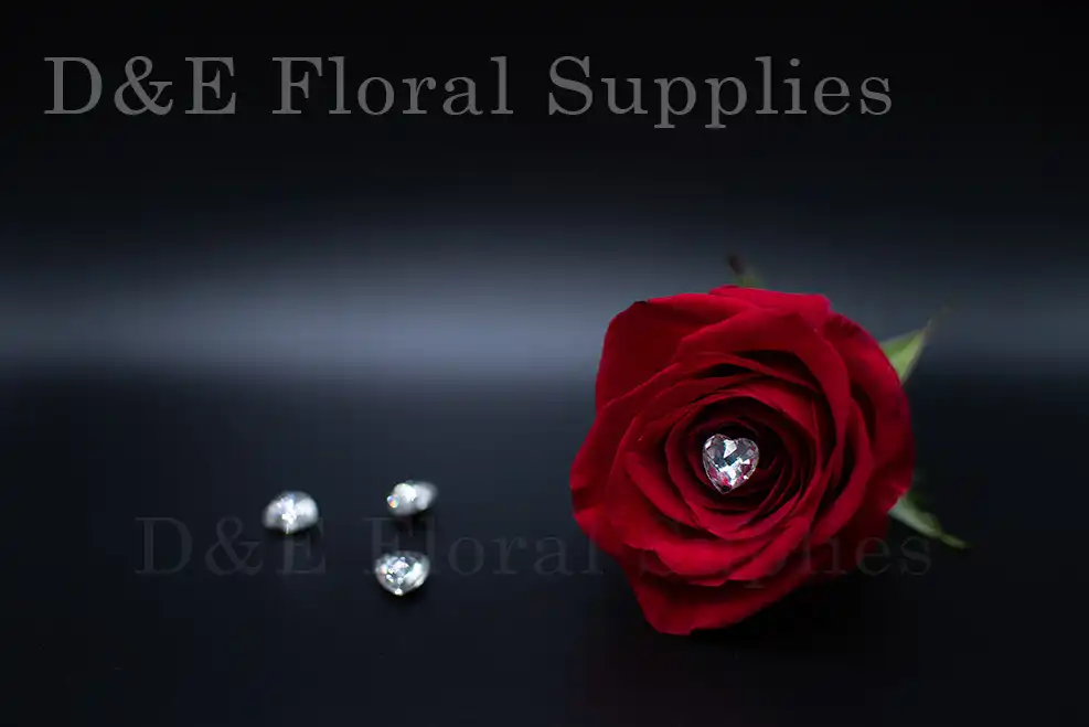 10mm Crystal Glass Diamond Heart Shape Floral Arrangement Decoration Pack of 50 pcs