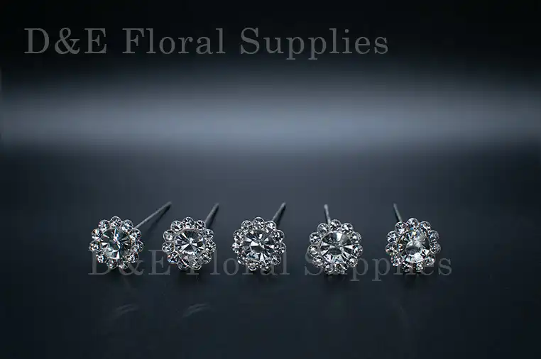 3 Inches Long Multiple Crystal Diamond Flower Pins Pack of 24pcs