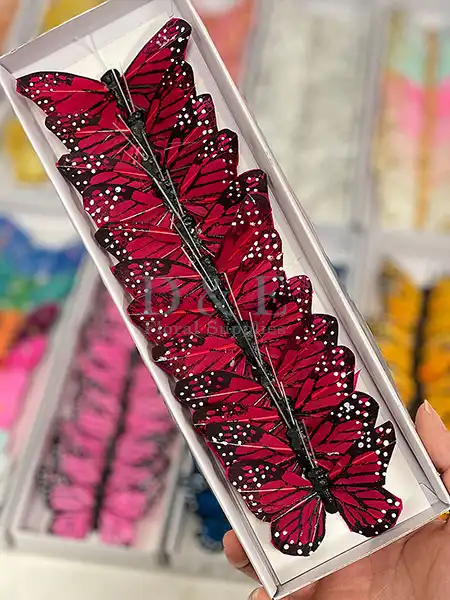 3 Inches Red Decoration Butterflies Pack of 12