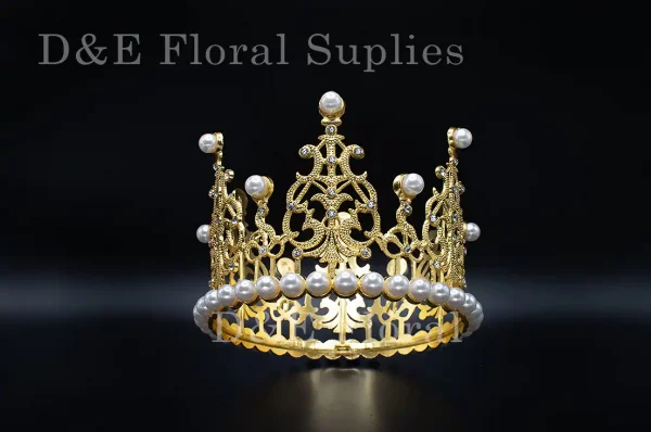 4.75 inches Gold Crown with Pearls and Diamonds