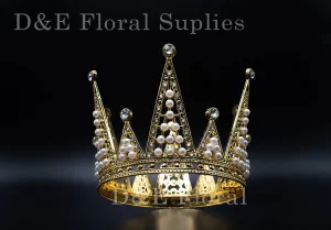 Golden Elegant Pearl and Rhinestone Crown
