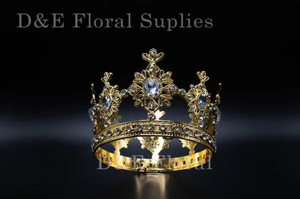 Medium 3.75 Inches By 2.25 Inches Crown With Crystals In Gold Color