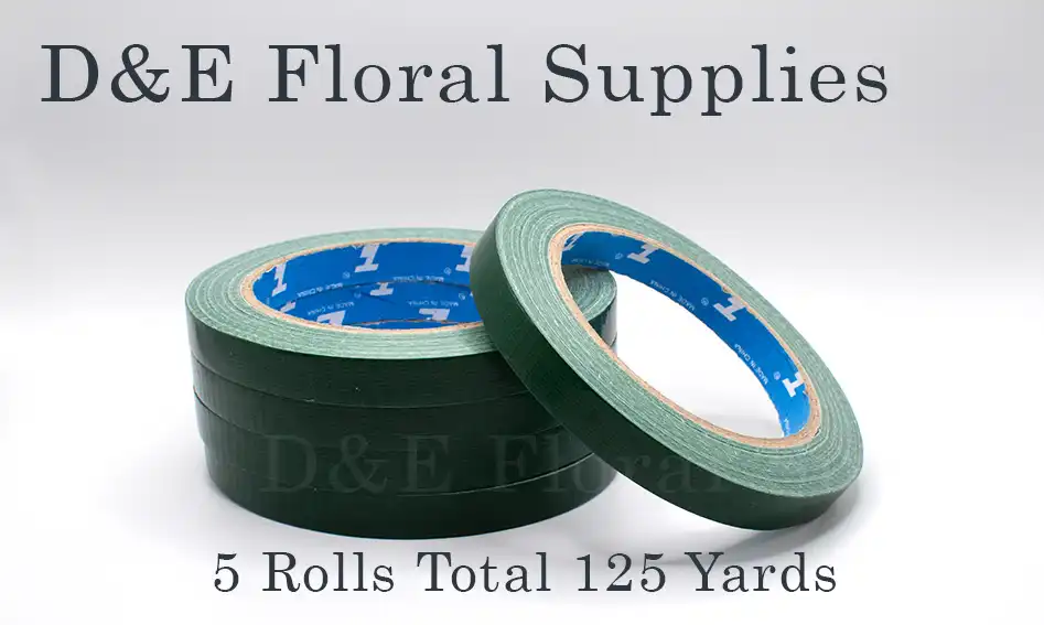 Pack of 5 0.5 Inch By 25 Yards Water Proof Floral Flower Tapes Total Of 125  Yards
