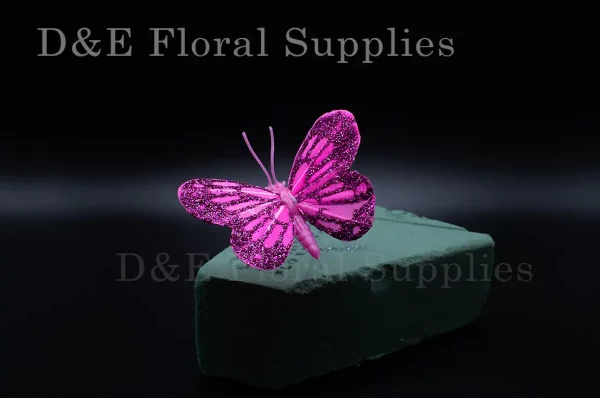 2.37 Inches Pink Butterflies For Flower Arrangement Decoration Pack of 12