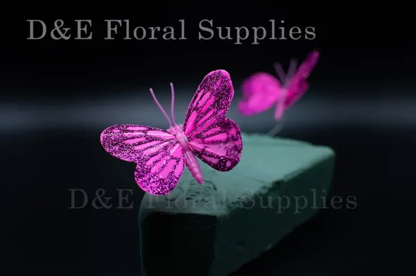 2.37 Inches Pink Butterflies For Flower Arrangement Decoration Pack of 12