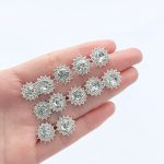 Silver 2 Inches Long Multiple Crystal Diamond Flower Pins Pack of 24pcs