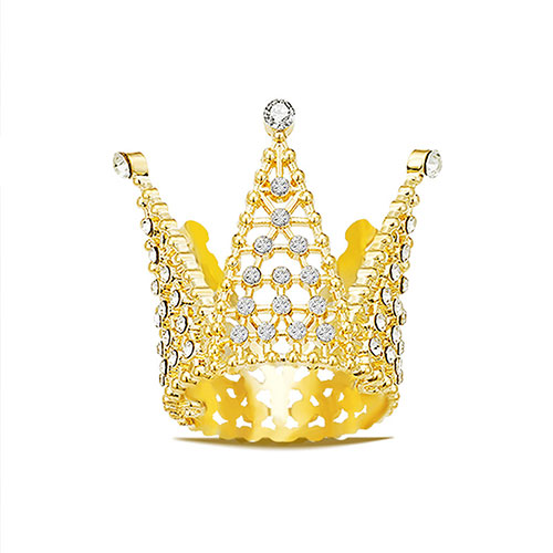 Mini 1.75 Inches By 1.3 Inches Crown With Crystals In Gold Color C011