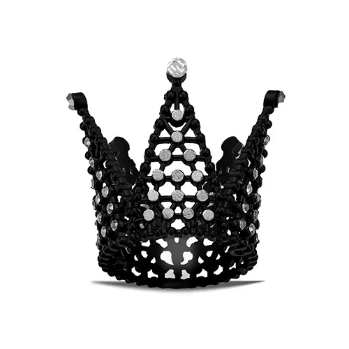 Mini 1.75 Inches By 1.3 Inches Crown With Crystals In Black Color C011
