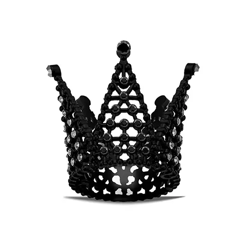 Mini 1.75 Inches By 1.3 Inches Crown With Crystals In Black Color C011