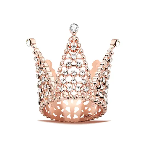 Mini 1.75 Inches By 1.3 Inches Crown With Crystals In Rose Gold Color C011
