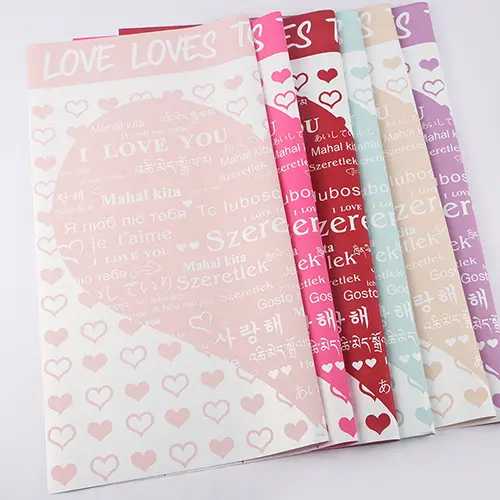 Declaration of Love Waterproof Plastic Flower Wrapping Papers (Pack of 20pcs)