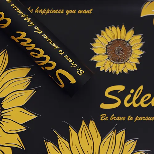 Black Sunflower Floral Wrapping paper