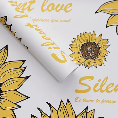 Sunflowers Plastic Waterproof Flower Wrapping Papers (Pack of 20pcs)