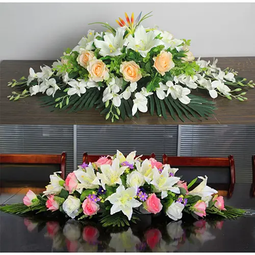 (Pack of 5pcs) 11 Inches Centerpiece Base Floral Plastic Rectangular Tray