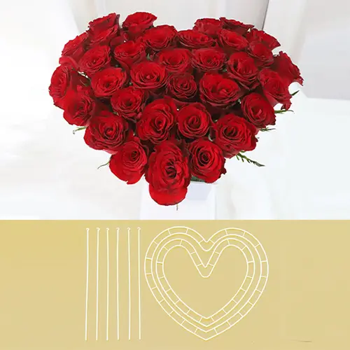 6 Sets (3 Big Hearts and 3 Small Hearts) Floral Heart Shape Frame Rose Holder for Bouquet