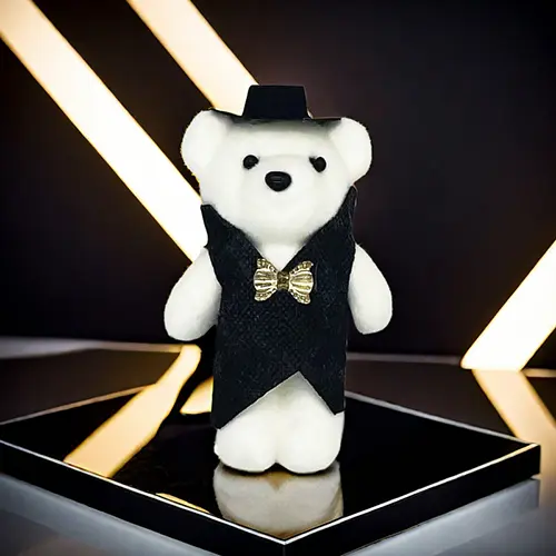 (Pack of 10) Black and White Mini Foam Bears For Floral Decoration