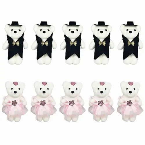 (Pack of 10) Black and Pink Mini Foam Bears For Floral Decoration