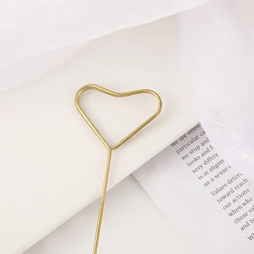 Golden Heart Wire Card Holder Pack of 10pcs