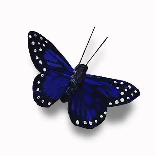 3 Inches Blue Floral Butterflies Decoration Pack of 12 pcs