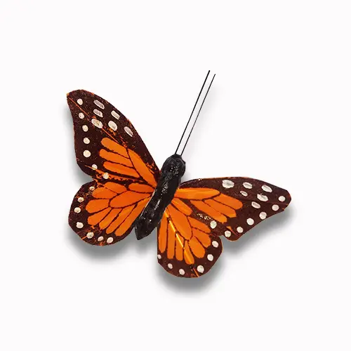 3 Inches Orange Floral Butterflies Decoration Pack of 12 pcs