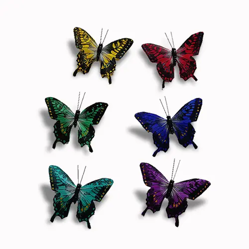 3.25 Inches Assorted Color Butterflies with White Back Pack of 12 pcs