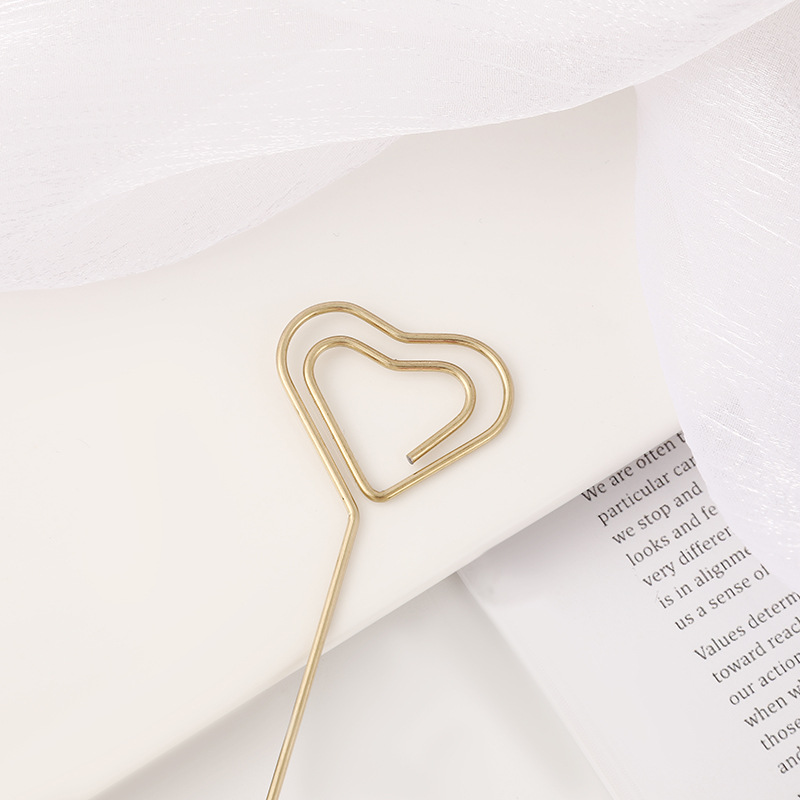 Golden Double Heart Wire Card Holder Pack of 10pcs