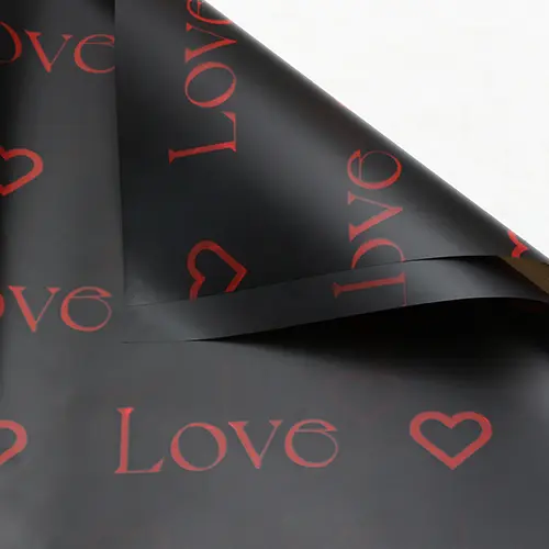 Black Love Valentine's Flower Wrapping Paper