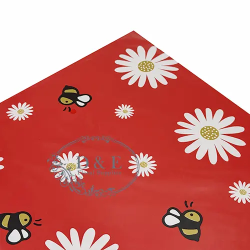 Red Daisy and Bee Waterproof Flower Wrapping Paper (Pack of 20)