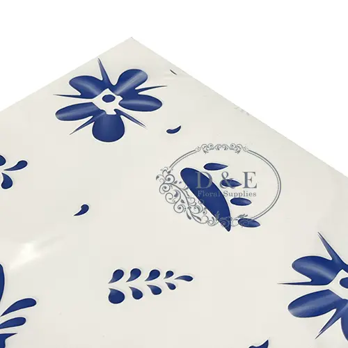 Waterproof White and Blue Floral Wrapping Paper (Pack of 20)