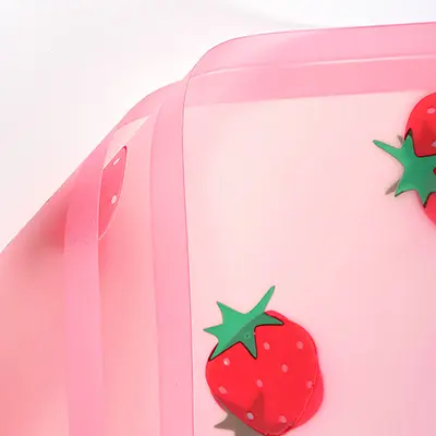 Pink Strawberry-themed Waterproof Translucent Flower Wrapping Papers