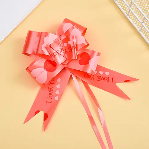 3.5 Inches Valentine Pull Bow Ribbon Red Heart Bow for Floral Packaging