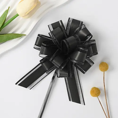 3.5 Inches Black Floral Pull Bow