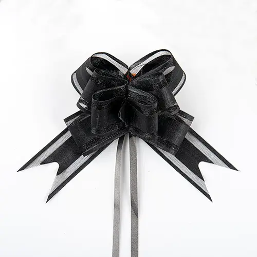 3.5 Inches Black Decorative Floral Pull Bow