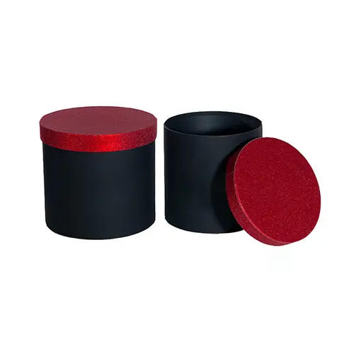 Black and Red Round Flower Box – Set of Two