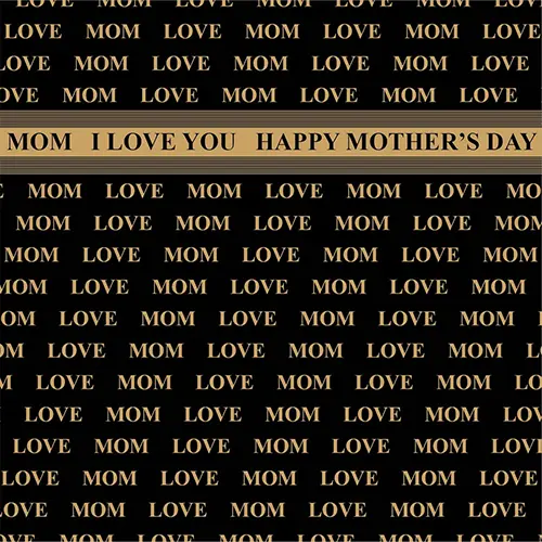 Black Mother's Day Flower Wrapping Paper