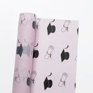 pink-graduation-flower-wrapping-paper