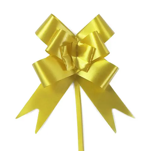 Yellow pull bow for floral arrangements