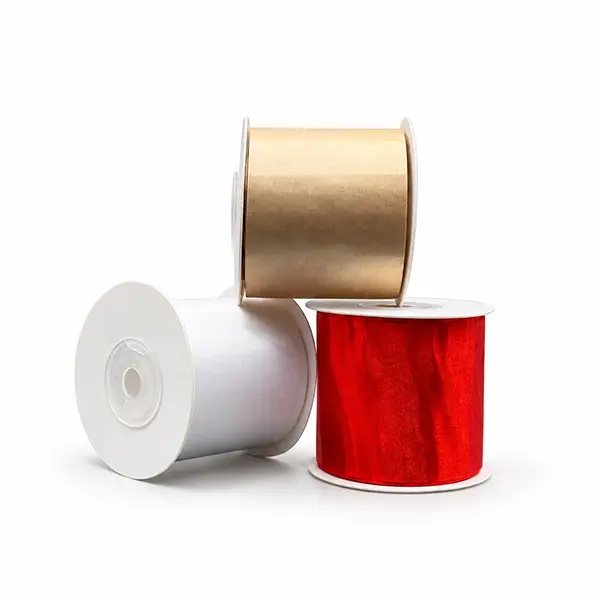 TFSR 2-4-inch-satin-ribbon-white-champagne-red 2.4 inch satin ribbon in White, Champagne and Red